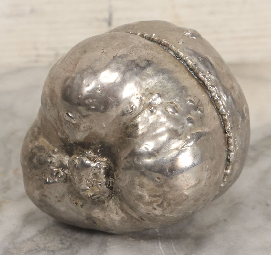 Lot 016 - Vintage Outsider Art Folk Art Fabricated Welded Steel Gourd Sculpture, 4-1/2" Height