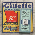 Lot 021 - Vintage Box Of Twenty Gillette Blue Blades Shaving Edges In Dispenser Sealed In Original Box With Advertising Card, Manufactured By Gillette Safety Razor Co., A Division Of The Gillette Company, Boston, Massachusetts