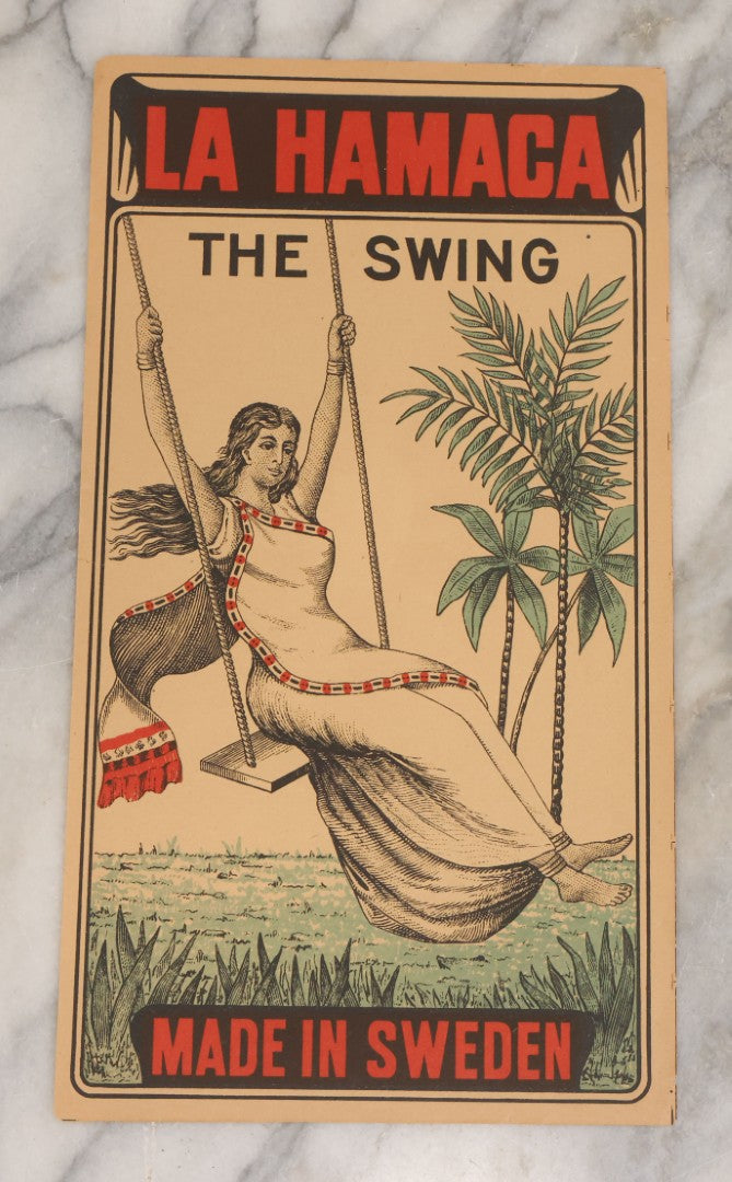 Lot 024 - Vintage "La Hamaca (The Swing)" Printed Jumbo Sized Matchbox Label, Made In Sweden
