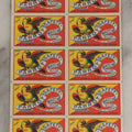 Lot 027 - Vintage Uncut Sheet Of Ten Lithographed Parrott Safety-Match Matchbox Labels, Made In Sweden, By Jönköpings & Vulcans