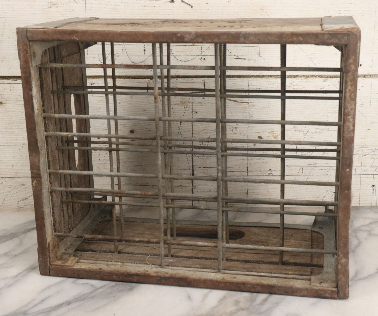Lot 029 - Vintage Fitchett Bros. Wood And Metal Milk Bottle Carrying Crate With Metal Dividers, Poughkeepsie, New York