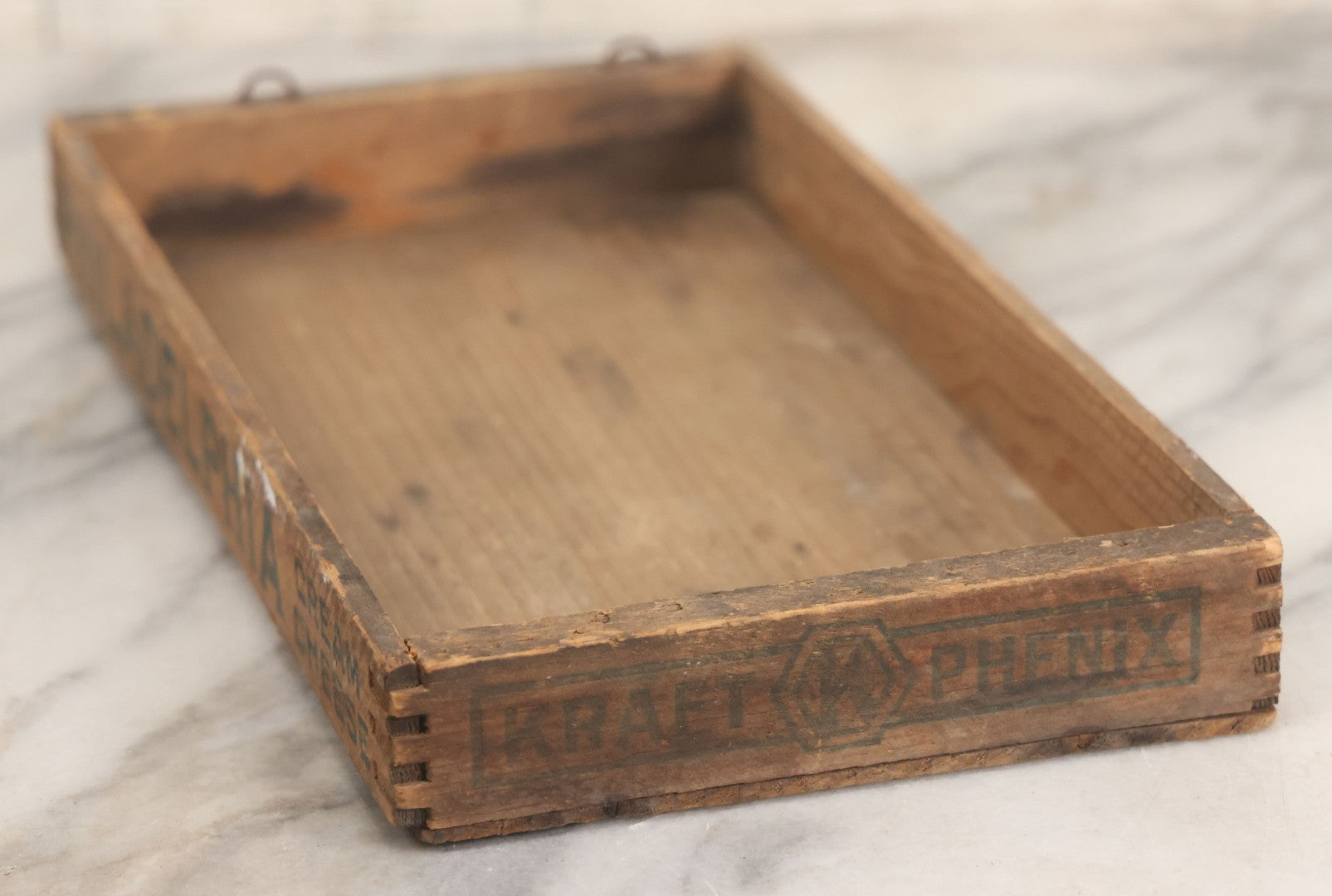 Lot 030 - Vintage Philadelphia Cream Cheese Shallow Finger Jointed Advertising Box, Kraft-Phenix Cheese Company