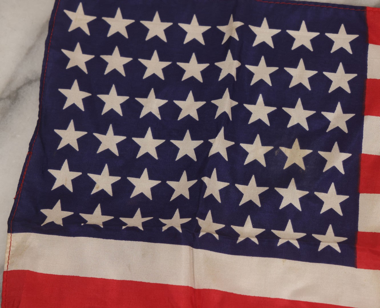 Lot 033 - Vintage Silk 48 Star American Flag (1912-1959), Has Fold Marks, Needs Ironing, 17" W x 11-1/4" H