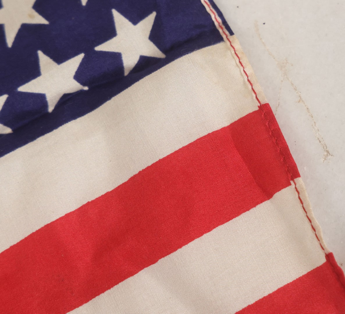 Lot 033 - Vintage Silk 48 Star American Flag (1912-1959), Has Fold Marks, Needs Ironing, 17" W x 11-1/4" H