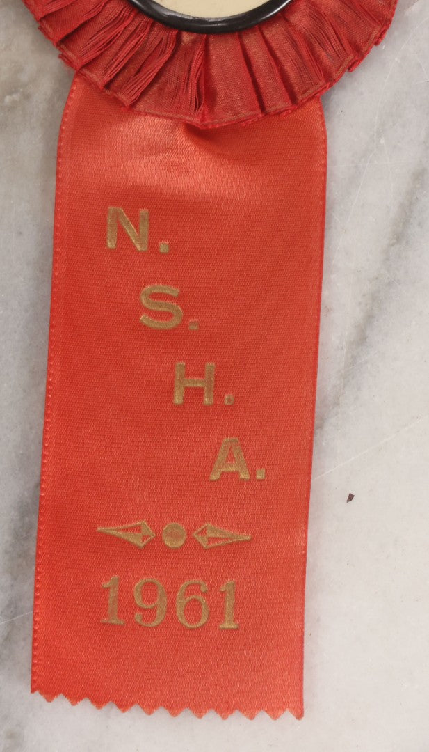 Lot 038 - Vintage Ringmaster Button And Red Ribbon From The National Stock Horse Association (N.S.H.A.) 1961