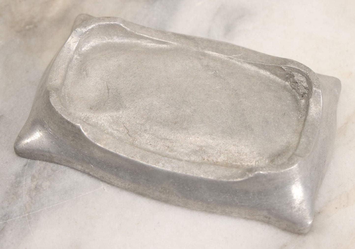 Lot 039 - Antique Cast Aluminum Art Nouveau Woman And Cherub Trinket Dish Card Tray 