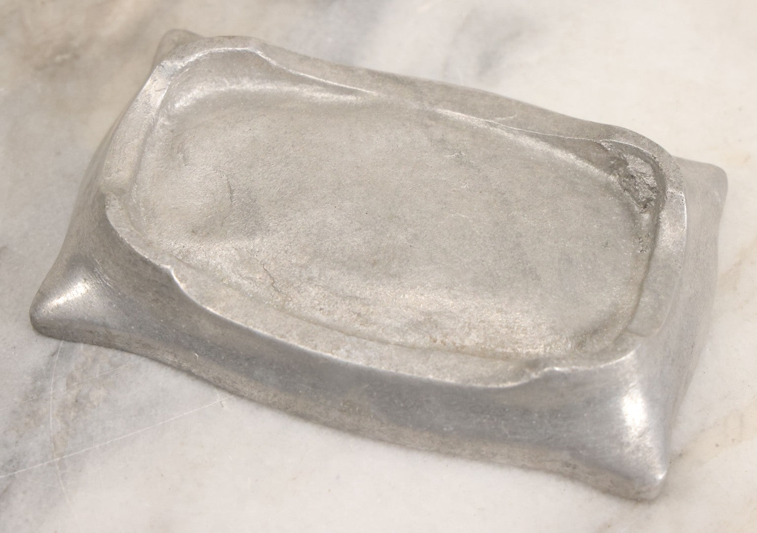 Lot 039 - Antique Cast Aluminum Art Nouveau Woman And Cherub Trinket Dish Card Tray 