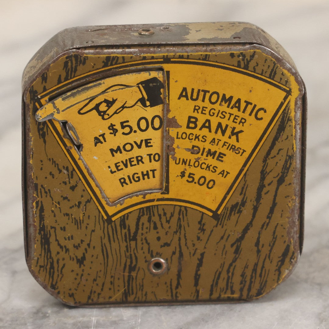 Lot 042 - Vintage Tin Lithograph Popeye The Sailor Man Dime Register Bank, Copyright United Feature Syndicate, Note Large Loss To Lithograph Front Left