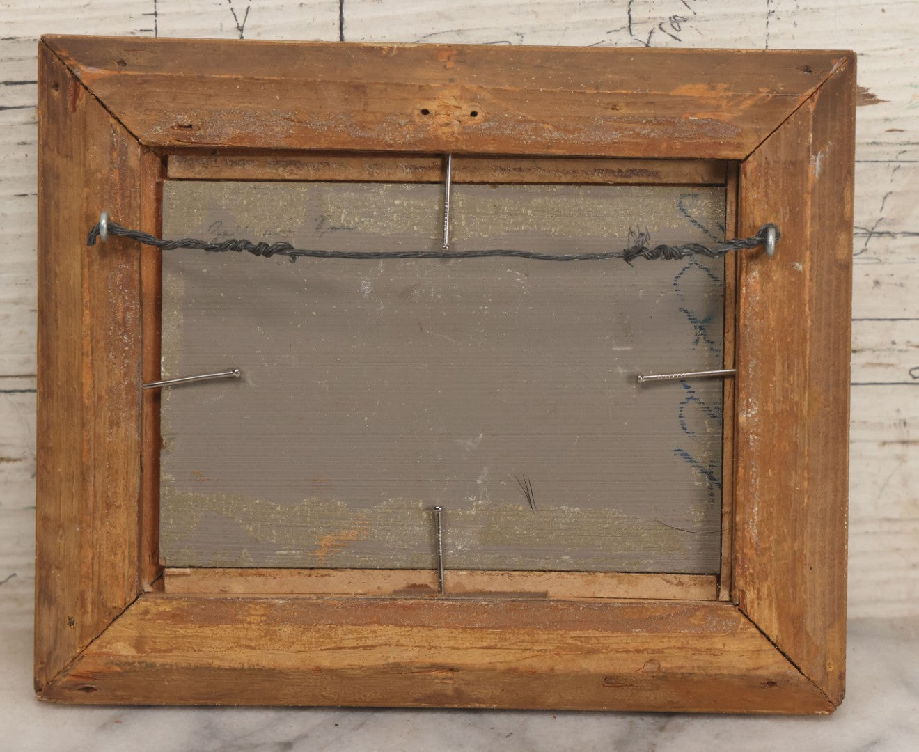 Lot 054 - Antique Miniature Painting On Board Of European Lakeside Mountain Town In Ornate Gilded Frame, 6-5/8" W x 5-1/2" H