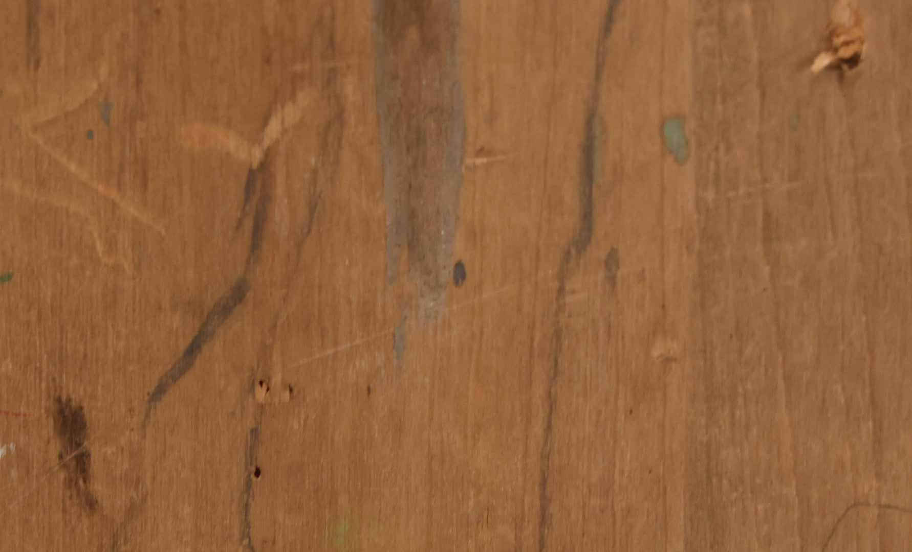 Lot 056 - Vintage Folk Art Nude Study Pencil Sketch Of A Man And A Woman On Wood Panel With Breadboard Ends, 12" W x 17-1/2" H