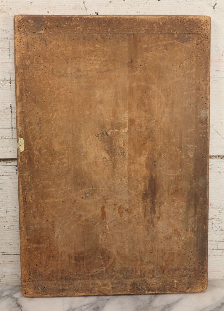 Lot 056 - Vintage Folk Art Nude Study Pencil Sketch Of A Man And A Woman On Wood Panel With Breadboard Ends, 12" W x 17-1/2" H