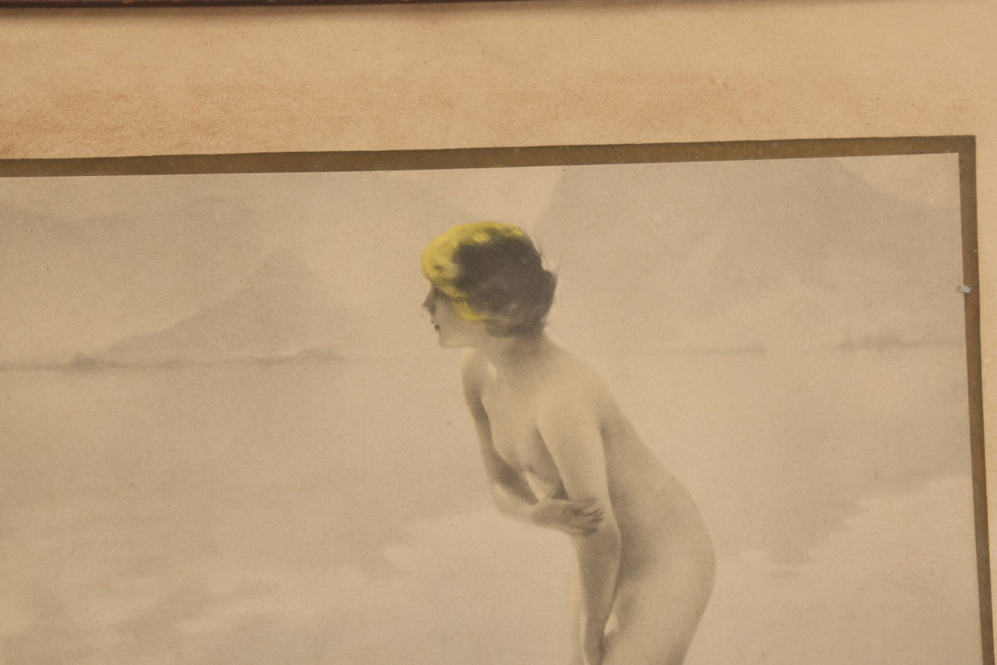 Lot 057 - Vintage Nude Woman Print Titled "September Morn" (Matinée De Septembre) After Paul Chabas (French, 1869-1937) In Frame, Circa 1930s, 14" W x 11-1/2" H