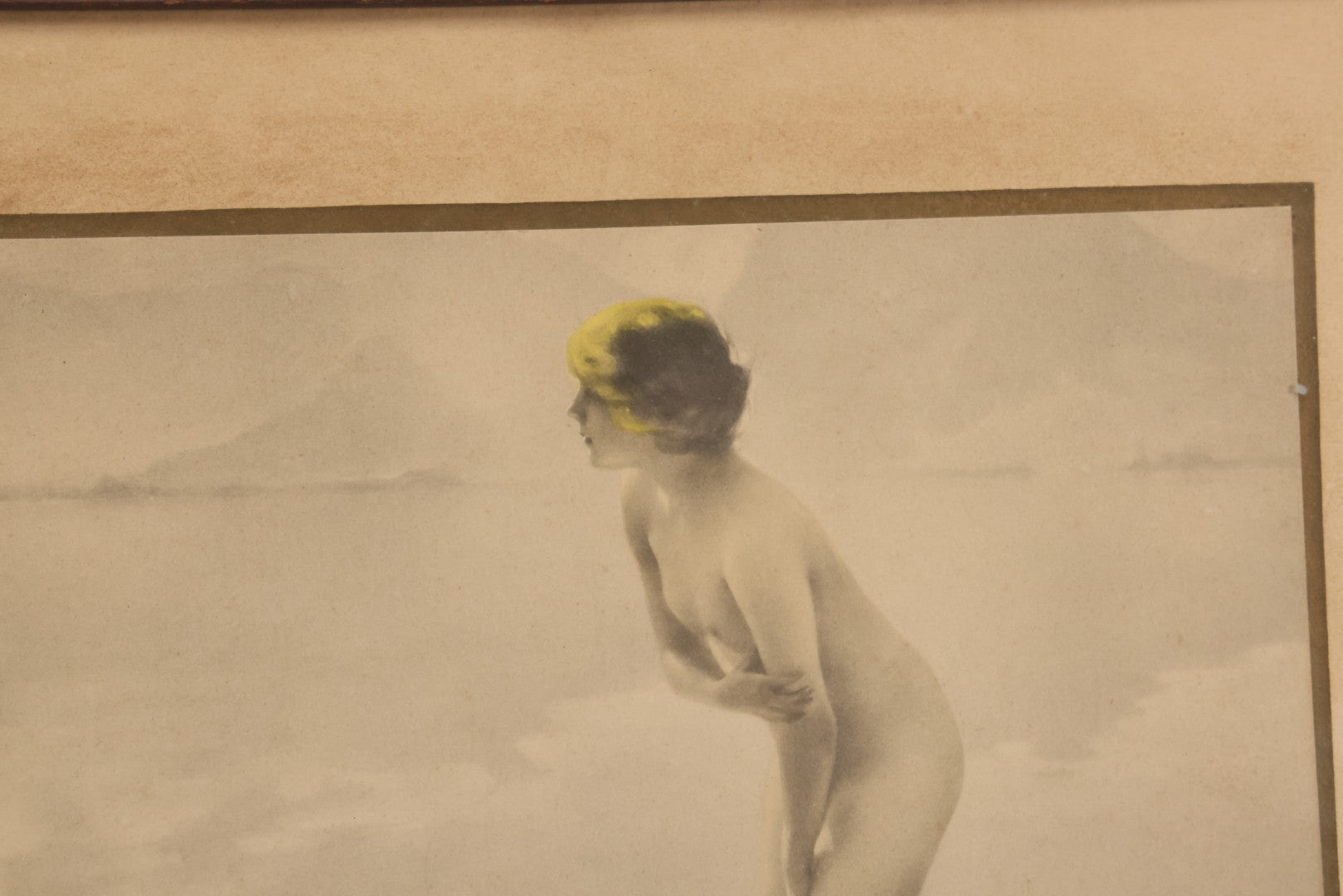 Lot 057 - Vintage Nude Woman Print Titled "September Morn" (Matinée De Septembre) After Paul Chabas (French, 1869-1937) In Frame, Circa 1930s, 14" W x 11-1/2" H