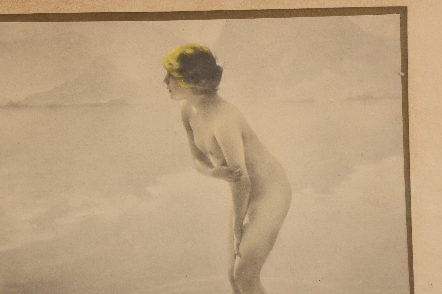 Lot 057 - Vintage Nude Woman Print Titled "September Morn" (Matinée De Septembre) After Paul Chabas (French, 1869-1937) In Frame, Circa 1930s, 14" W x 11-1/2" H