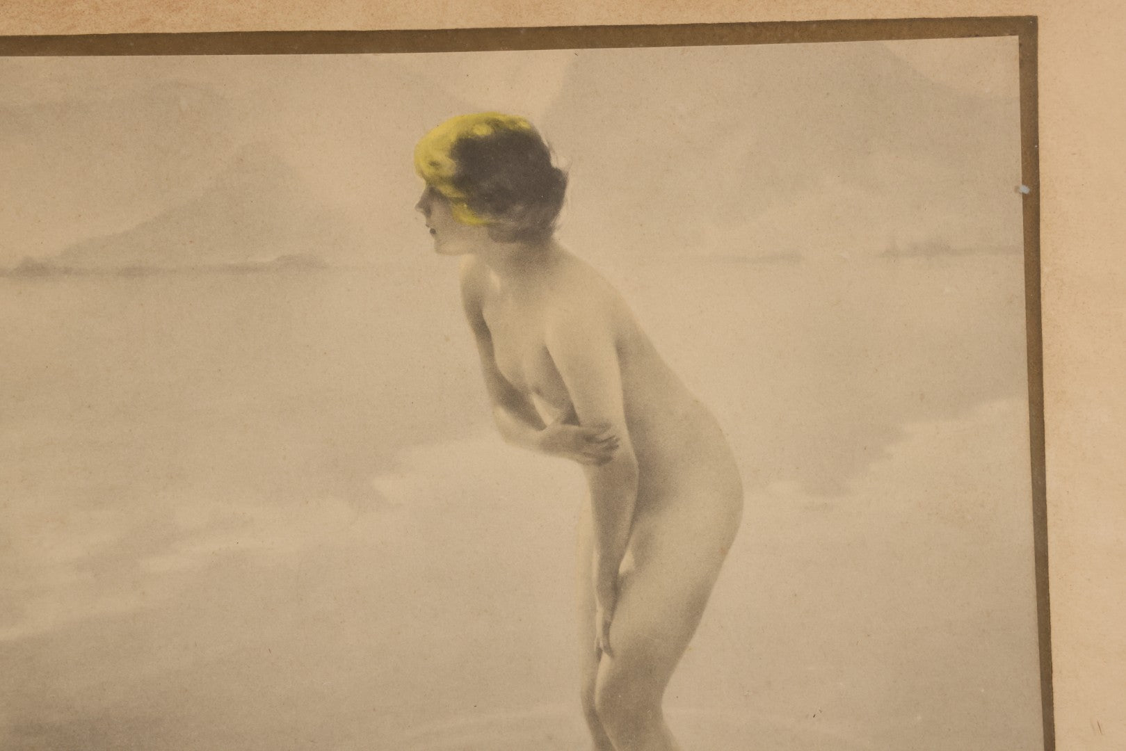 Lot 057 - Vintage Nude Woman Print Titled "September Morn" (Matinée De Septembre) After Paul Chabas (French, 1869-1937) In Frame, Circa 1930s, 14" W x 11-1/2" H