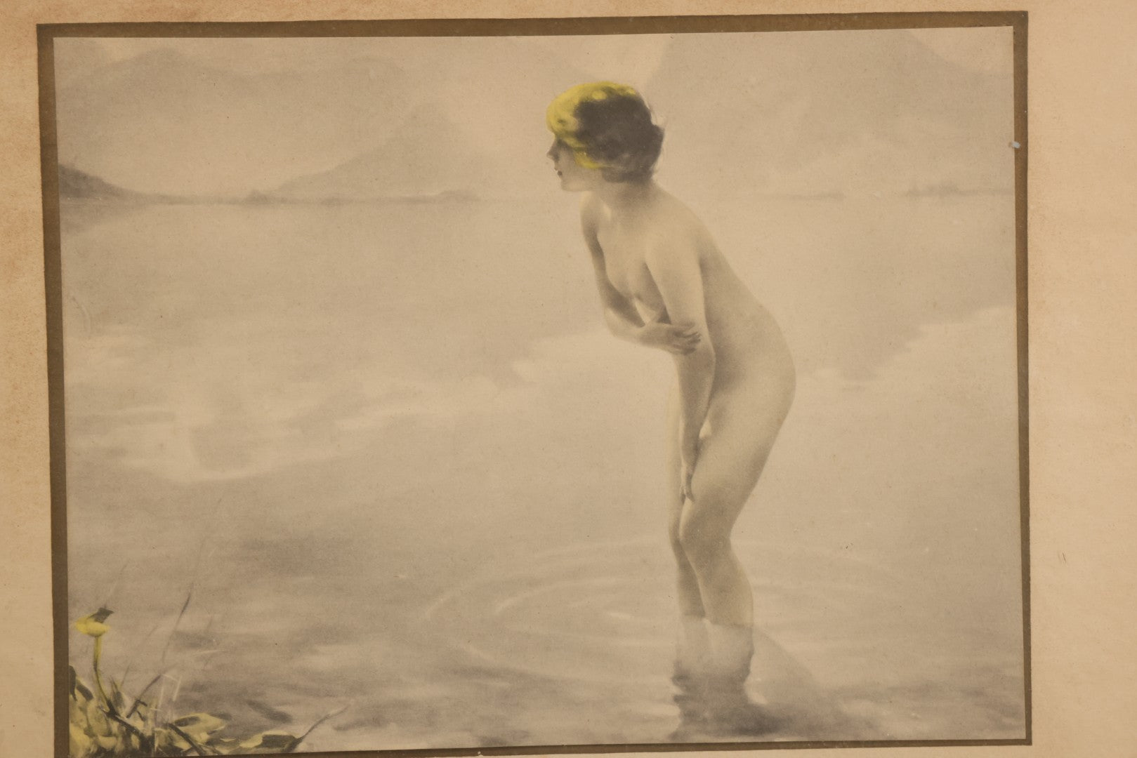 Lot 057 - Vintage Nude Woman Print Titled "September Morn" (Matinée De Septembre) After Paul Chabas (French, 1869-1937) In Frame, Circa 1930s, 14" W x 11-1/2" H