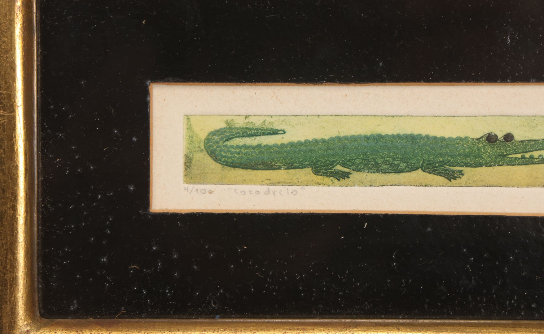 Lot 060 - Vintage Copper Etching Print Titled "Cocodrilo" (Crocodile), Artist Signed, Limited Edition Numbered Print 4/100, Made In Mexico, In Frame, 7-7/8" x 4-1/8" H
