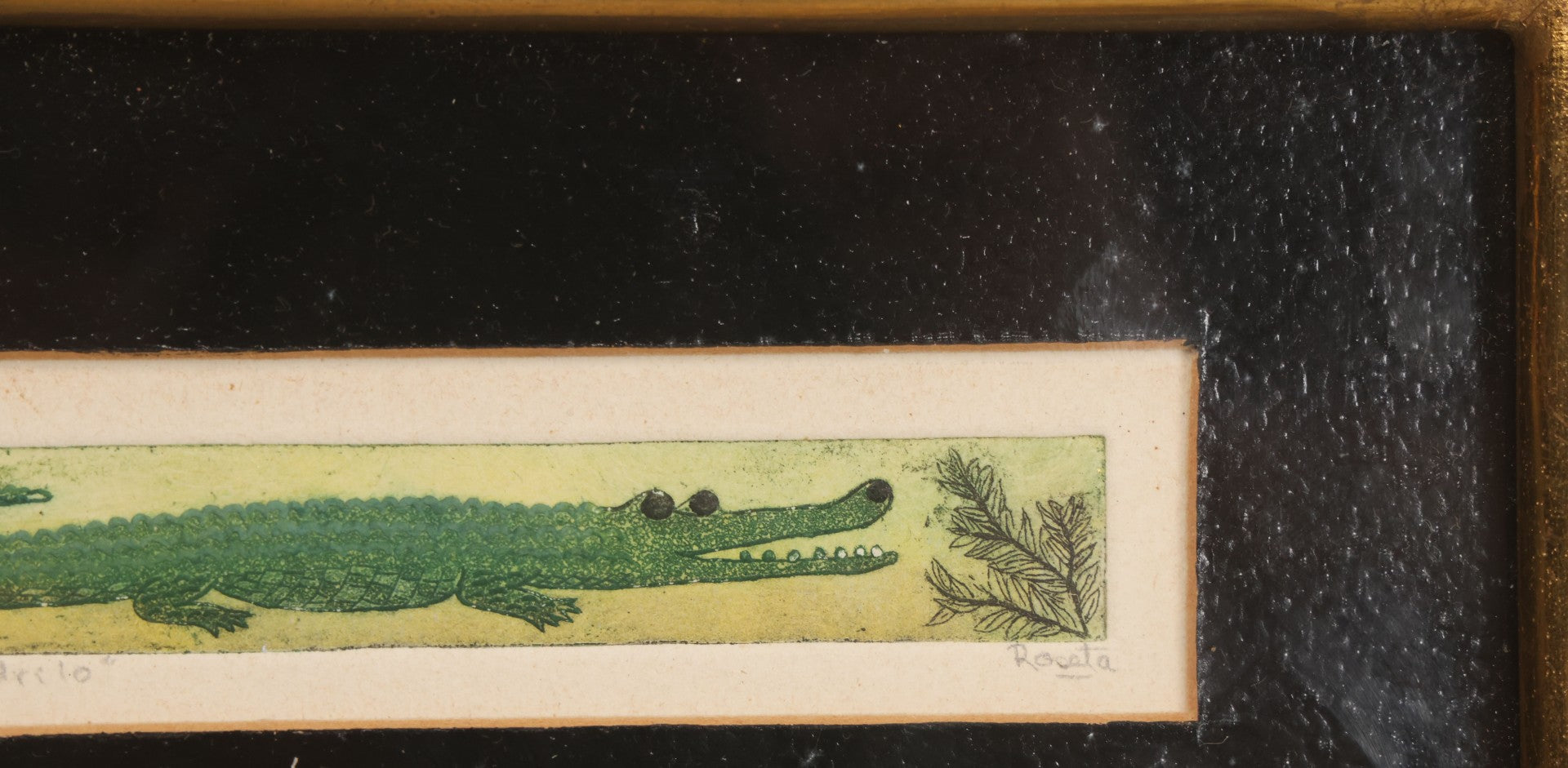 Lot 060 - Vintage Copper Etching Print Titled "Cocodrilo" (Crocodile), Artist Signed, Limited Edition Numbered Print 4/100, Made In Mexico, In Frame, 7-7/8" x 4-1/8" H