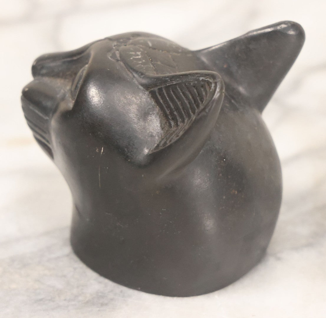 Lot 065 - Pair Of Vintage Egyptian Revival Bastet Cat Goddess Carved Composite Stone Figurine Statues, Including Full Body And Single Head