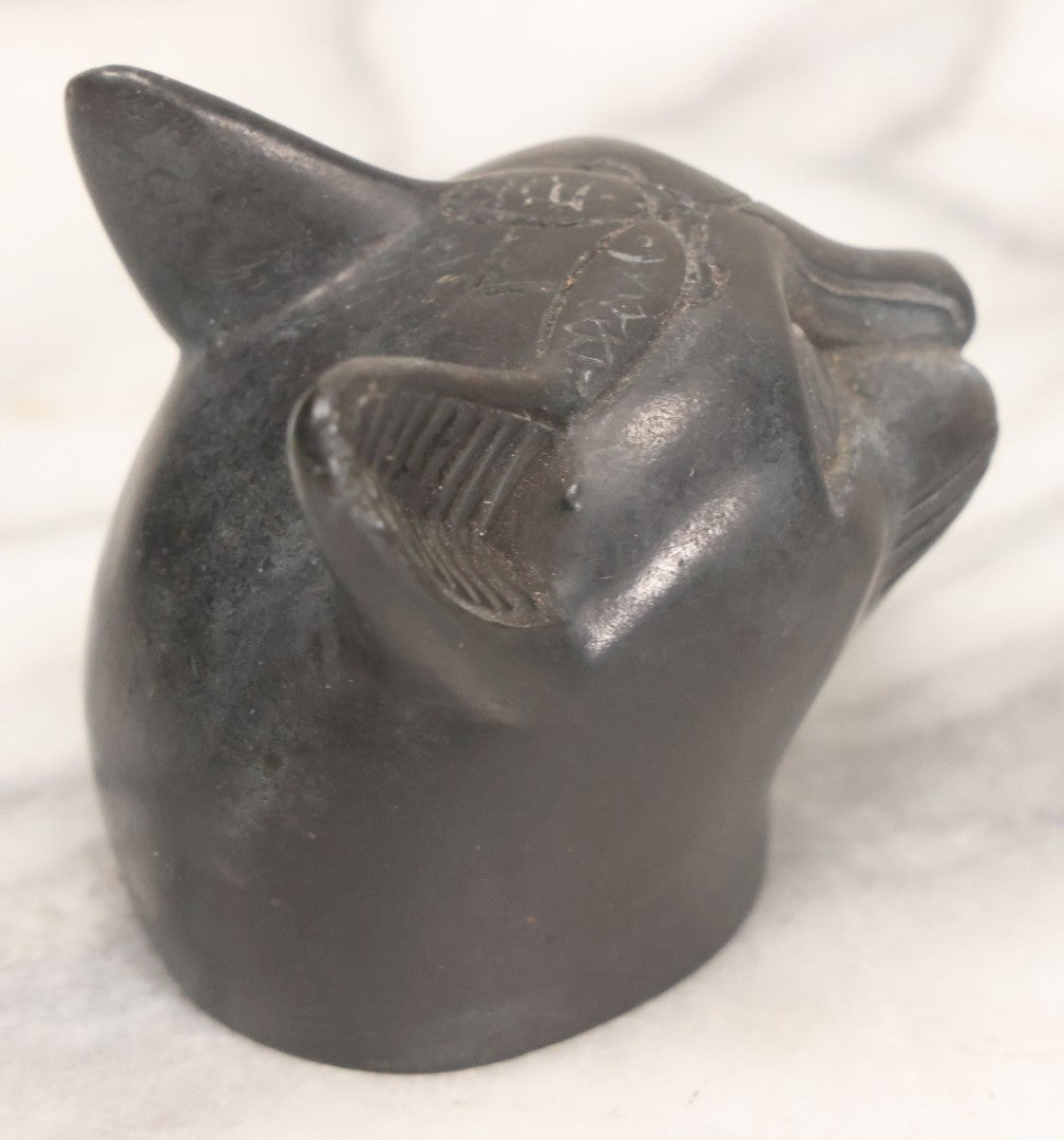 Lot 065 - Pair Of Vintage Egyptian Revival Bastet Cat Goddess Carved Composite Stone Figurine Statues, Including Full Body And Single Head