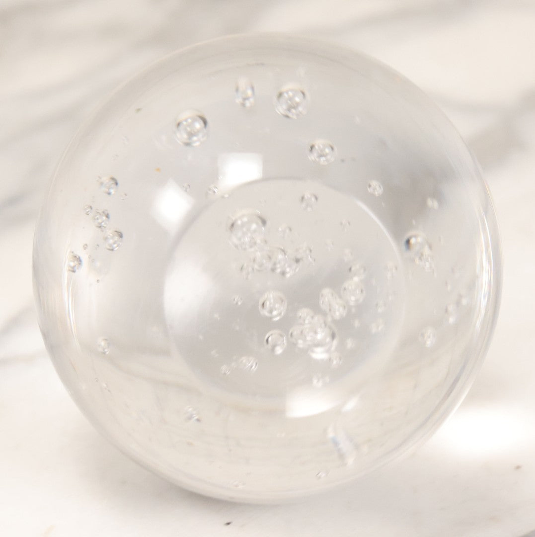 Lot 066 - Vintage Brass Triple Cat Stand With Clear Glass Paperweight Crystal Ball