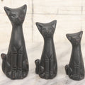 Lot 067 - Vintage Mid Century Three Piece Ceramic Black Cat Tchotchke Grouping