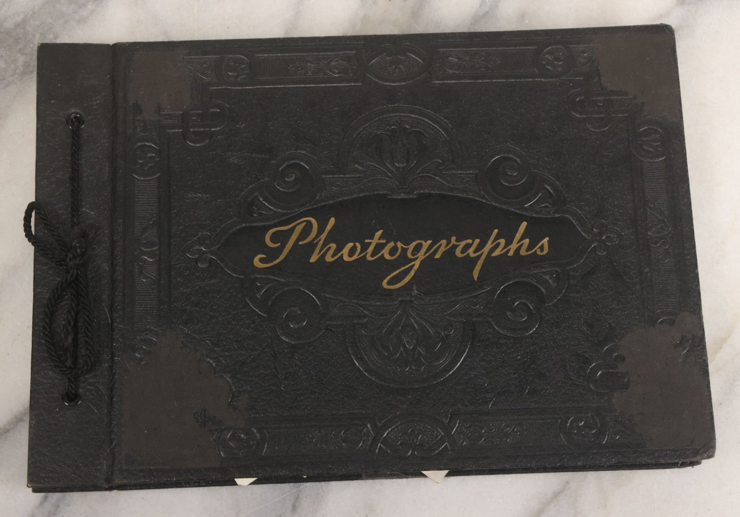 Lot 072 - Vintage Snapshot Photo Album With 80+ Photographs, Including Photos Of Europe, Naval Submarines And Battleships, Figural Topiary Sculpture Shrub Garden, Old Stone Houses, Pets And More, Many Loose Photos