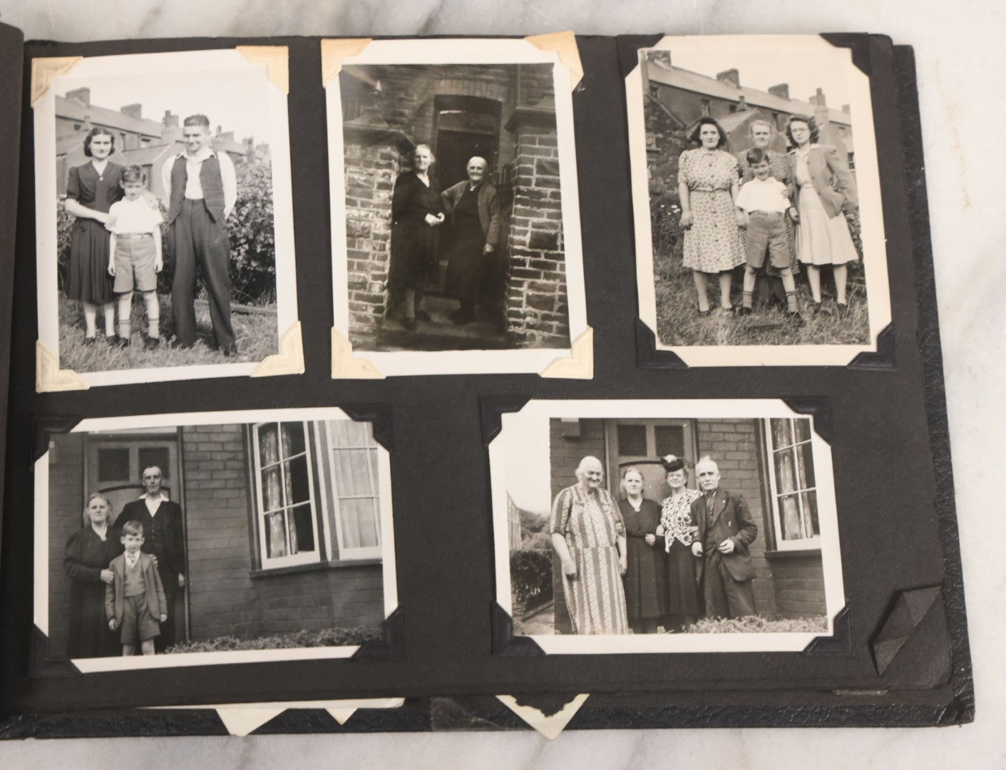 Lot 072 - Vintage Snapshot Photo Album With 80+ Photographs, Including Photos Of Europe, Naval Submarines And Battleships, Figural Topiary Sculpture Shrub Garden, Old Stone Houses, Pets And More, Many Loose Photos