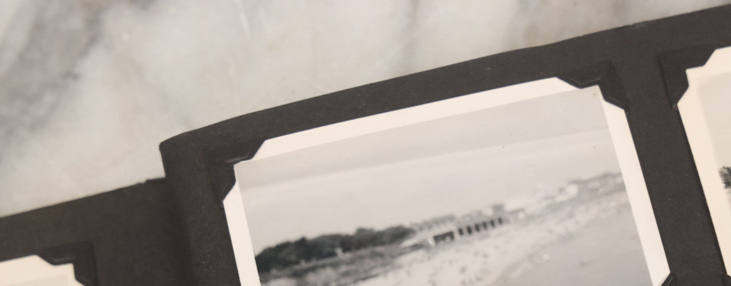 Lot 072 - Vintage Snapshot Photo Album With 80+ Photographs, Including Photos Of Europe, Naval Submarines And Battleships, Figural Topiary Sculpture Shrub Garden, Old Stone Houses, Pets And More, Many Loose Photos