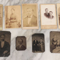 Lot 076 - Mixed Antique Portrait Photography Grouping With Four Tintype And Five Carte De Visite C.D.V. Photographs Including Tintype Of Two Young Women, Man With Goatee, C.D.V. Of Woman With Plant, And More