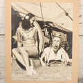 Lot 079 - Vintage Boarded Photograph Of Costume Designer Doris Clare Posing With Circus Clown Lou Jacobs, Both In Costume, In Front Of Circus Wagon