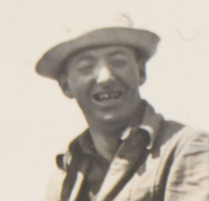 Lot 080 - Vintage Snapshot Photo Album Page With A Photo Of Circus Worker Seated Atop An Elephant's Head, Other Photos On Verso