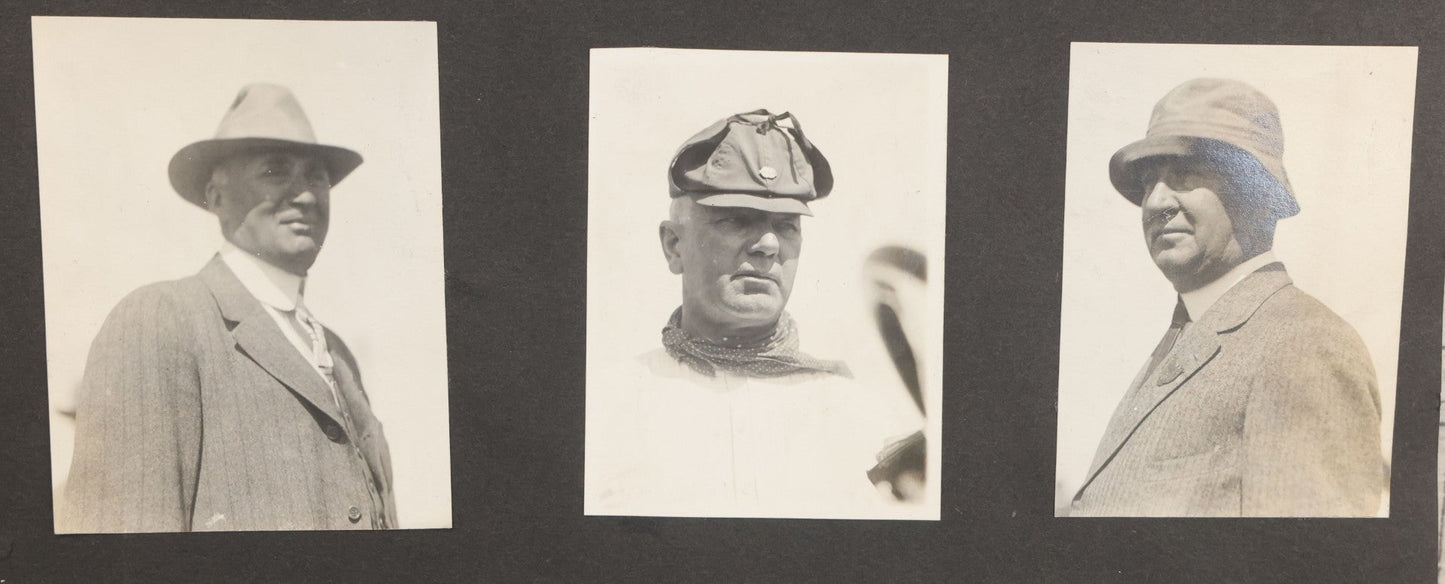 Lot 080 - Vintage Snapshot Photo Album Page With A Photo Of Circus Worker Seated Atop An Elephant's Head, Other Photos On Verso