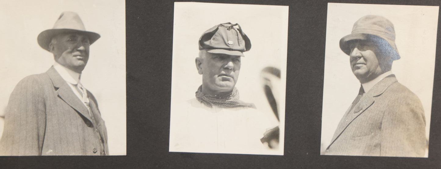 Lot 080 - Vintage Snapshot Photo Album Page With A Photo Of Circus Worker Seated Atop An Elephant's Head, Other Photos On Verso