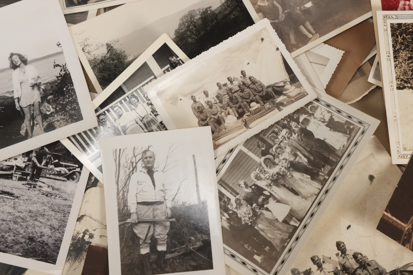 Lot 084 - Grouping Of 60+ Vintage Snapshot Photographs, Mostly Of Adults At Work And Play, Including Military Photos, Women In Swimsuits, Wedding Photos, And More, Circa 1920s To 1960s