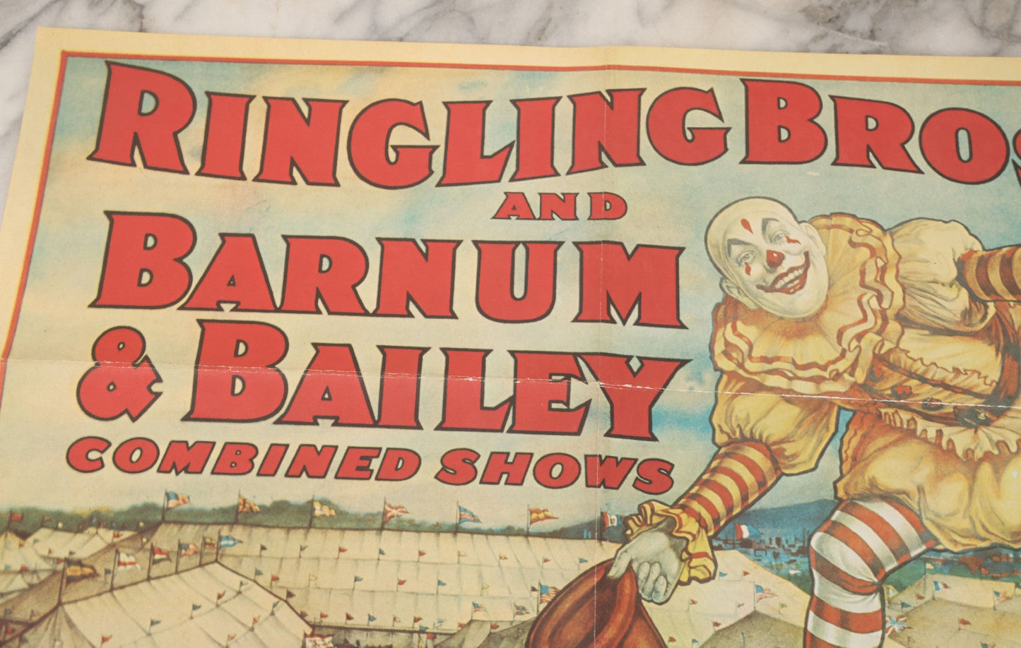 Lot 089 - Vintage Reproduction Ringling Bros And Barnum & Bailey Combined Shows Circus Poster, "The Greatest Show On Earth," With White-Faced Clown