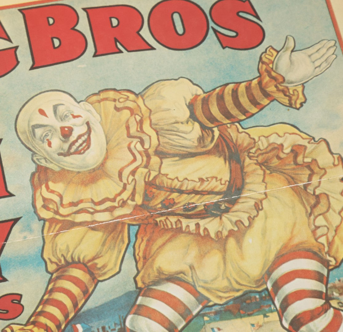 Lot 089 - Vintage Reproduction Ringling Bros And Barnum & Bailey Combined Shows Circus Poster, "The Greatest Show On Earth," With White-Faced Clown