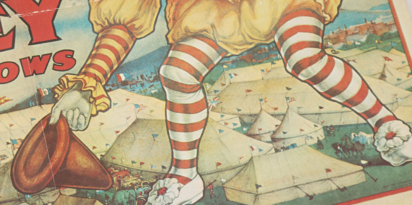 Lot 089 - Vintage Reproduction Ringling Bros And Barnum & Bailey Combined Shows Circus Poster, "The Greatest Show On Earth," With White-Faced Clown