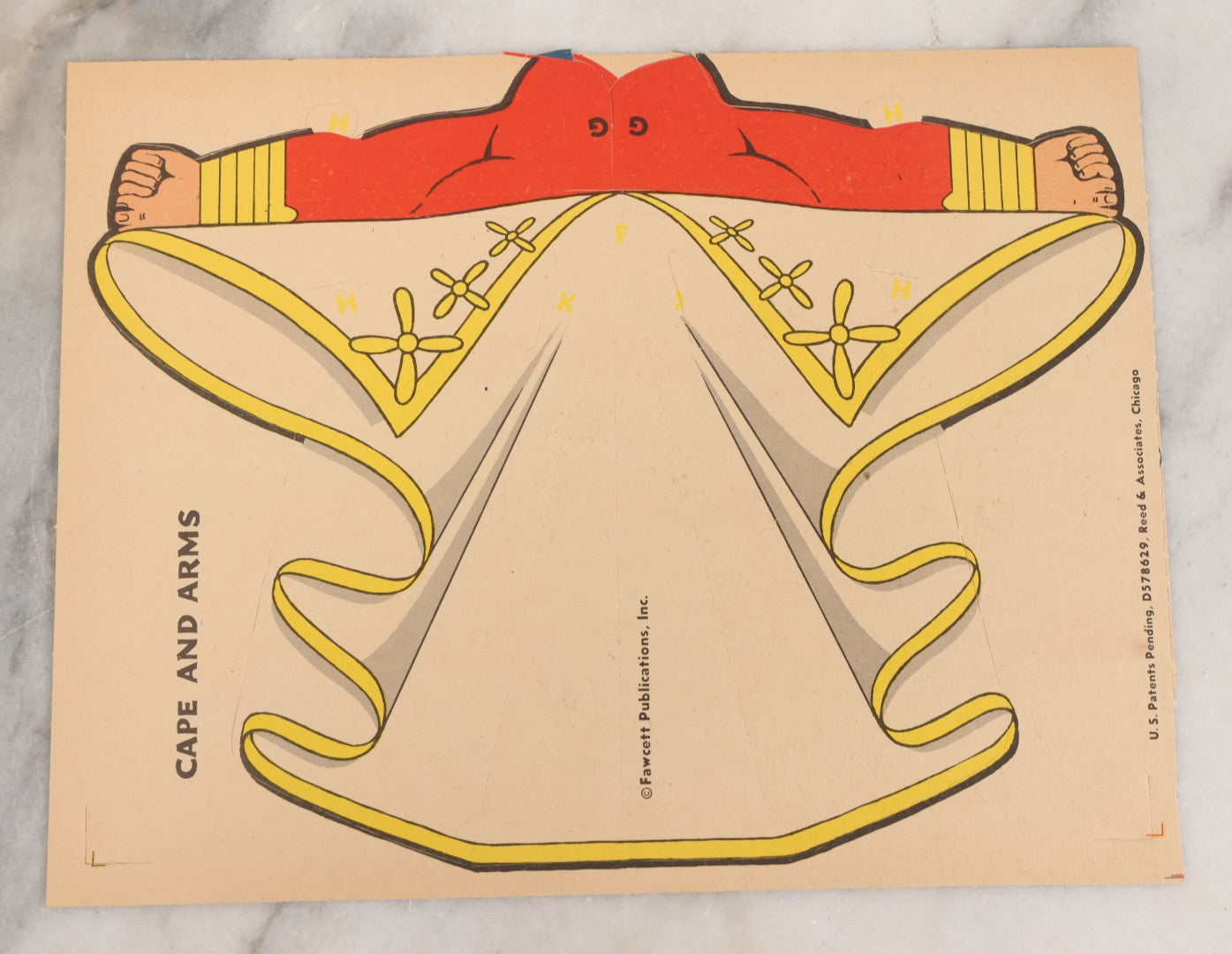 Lot 091 - Vintage Flying Captain Marvel "Sensational Terrific" Paper Craft Toy In Original Folder, Appears To Be Complete, Copyright 1944, Reed And Associates, Fawcett Publications Inc.