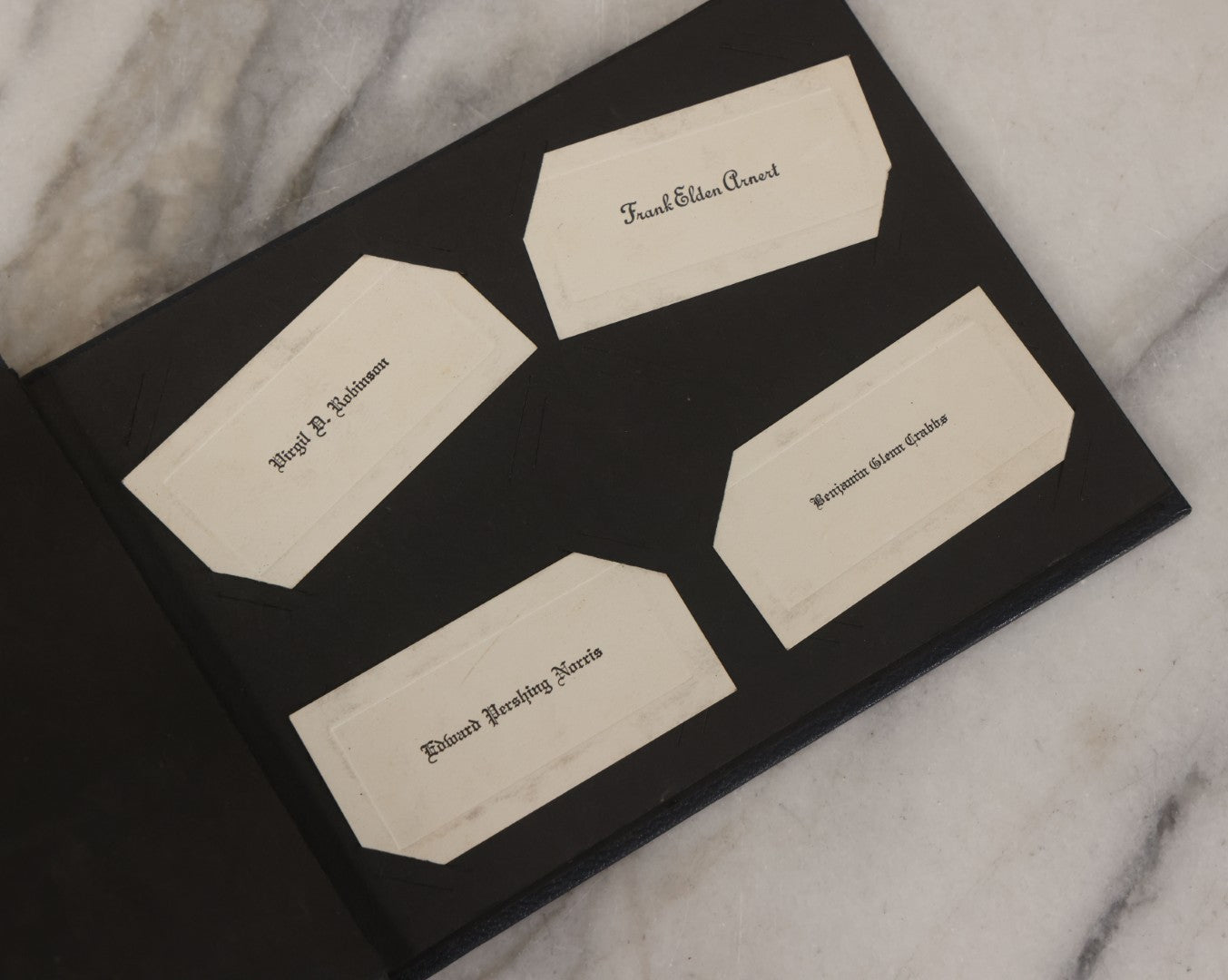 Lot 095 - Vintage Graduation Souvenir Calling Card Scrapbook Album "Personal Cards From My Classmates" With 43 Calling Cards With Student's Names