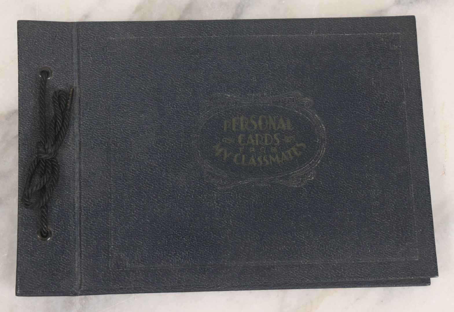 Lot 095 - Vintage Graduation Souvenir Calling Card Scrapbook Album "Personal Cards From My Classmates" With 43 Calling Cards With Student's Names