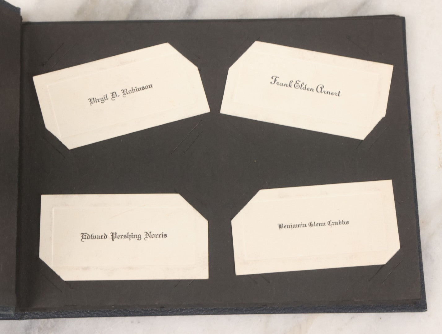 Lot 095 - Vintage Graduation Souvenir Calling Card Scrapbook Album "Personal Cards From My Classmates" With 43 Calling Cards With Student's Names