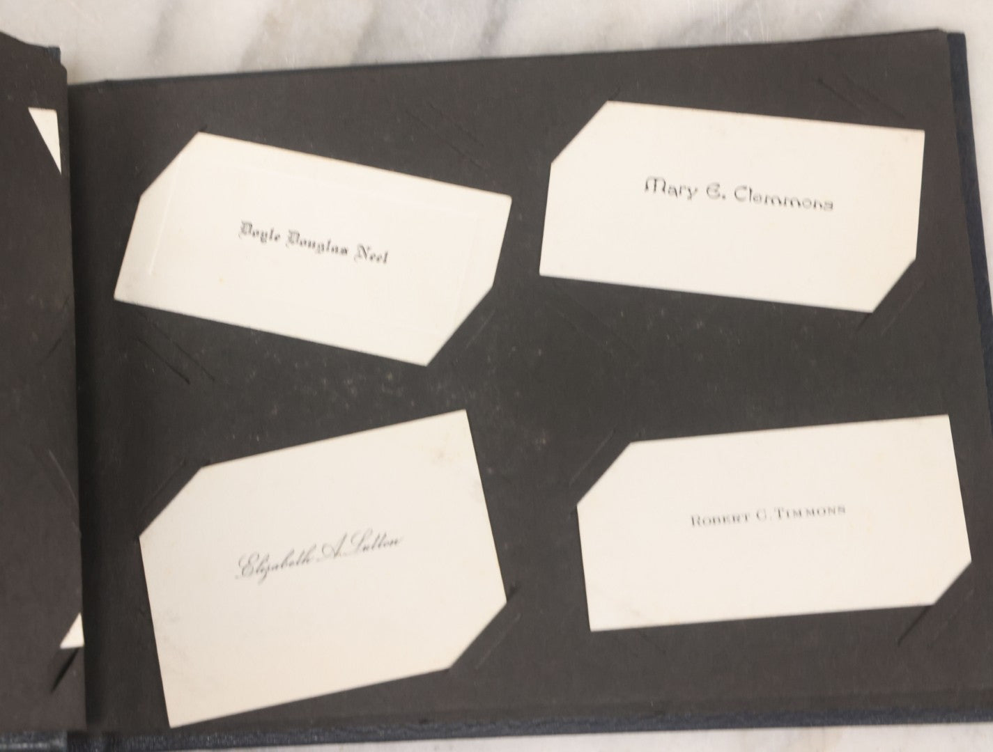 Lot 095 - Vintage Graduation Souvenir Calling Card Scrapbook Album "Personal Cards From My Classmates" With 43 Calling Cards With Student's Names