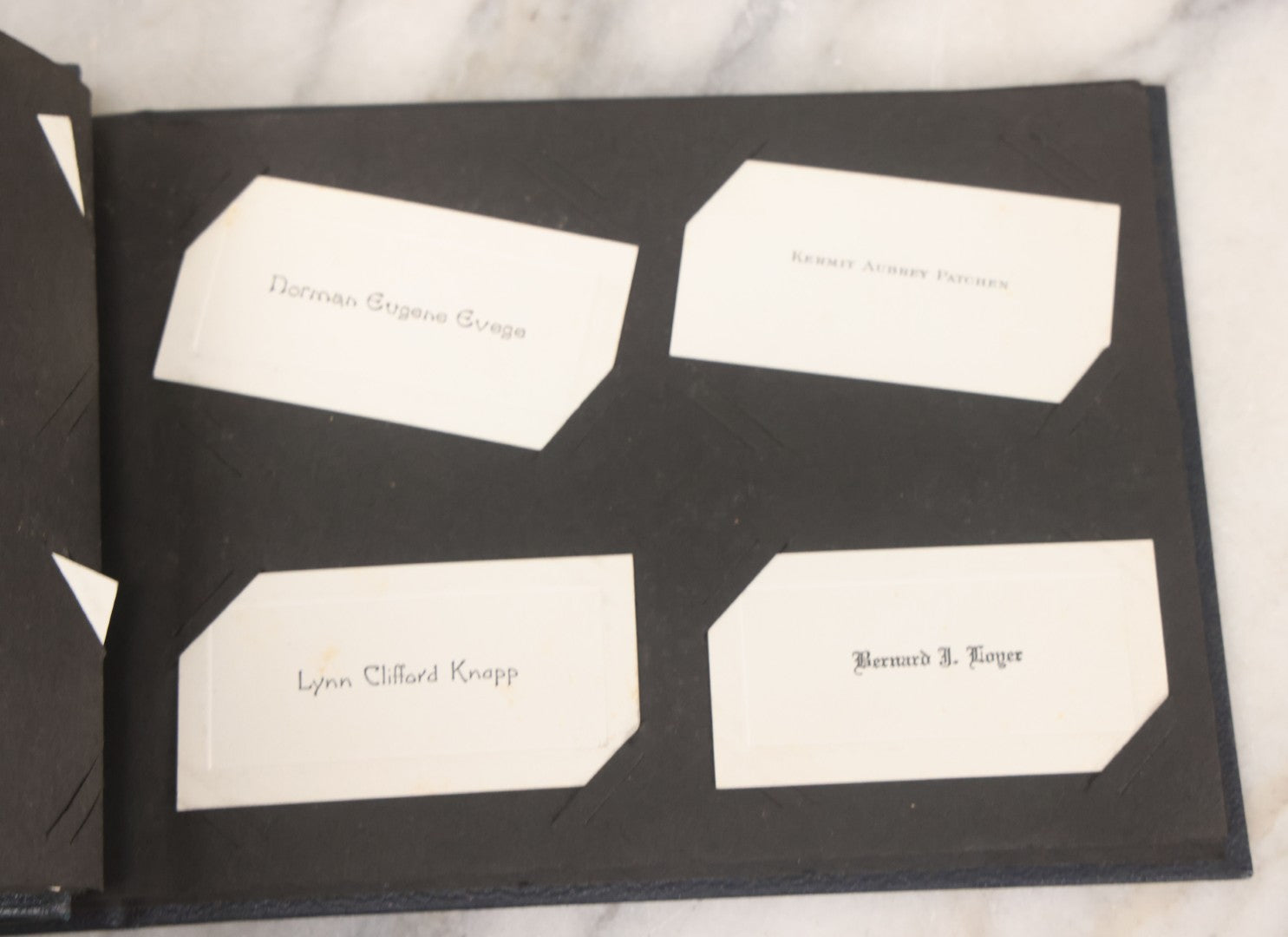 Lot 095 - Vintage Graduation Souvenir Calling Card Scrapbook Album "Personal Cards From My Classmates" With 43 Calling Cards With Student's Names