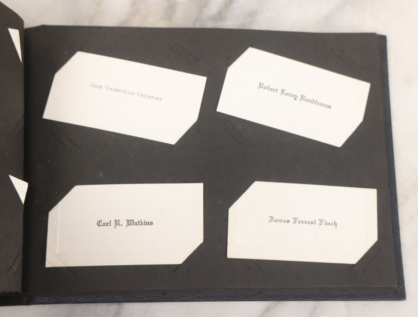 Lot 095 - Vintage Graduation Souvenir Calling Card Scrapbook Album "Personal Cards From My Classmates" With 43 Calling Cards With Student's Names