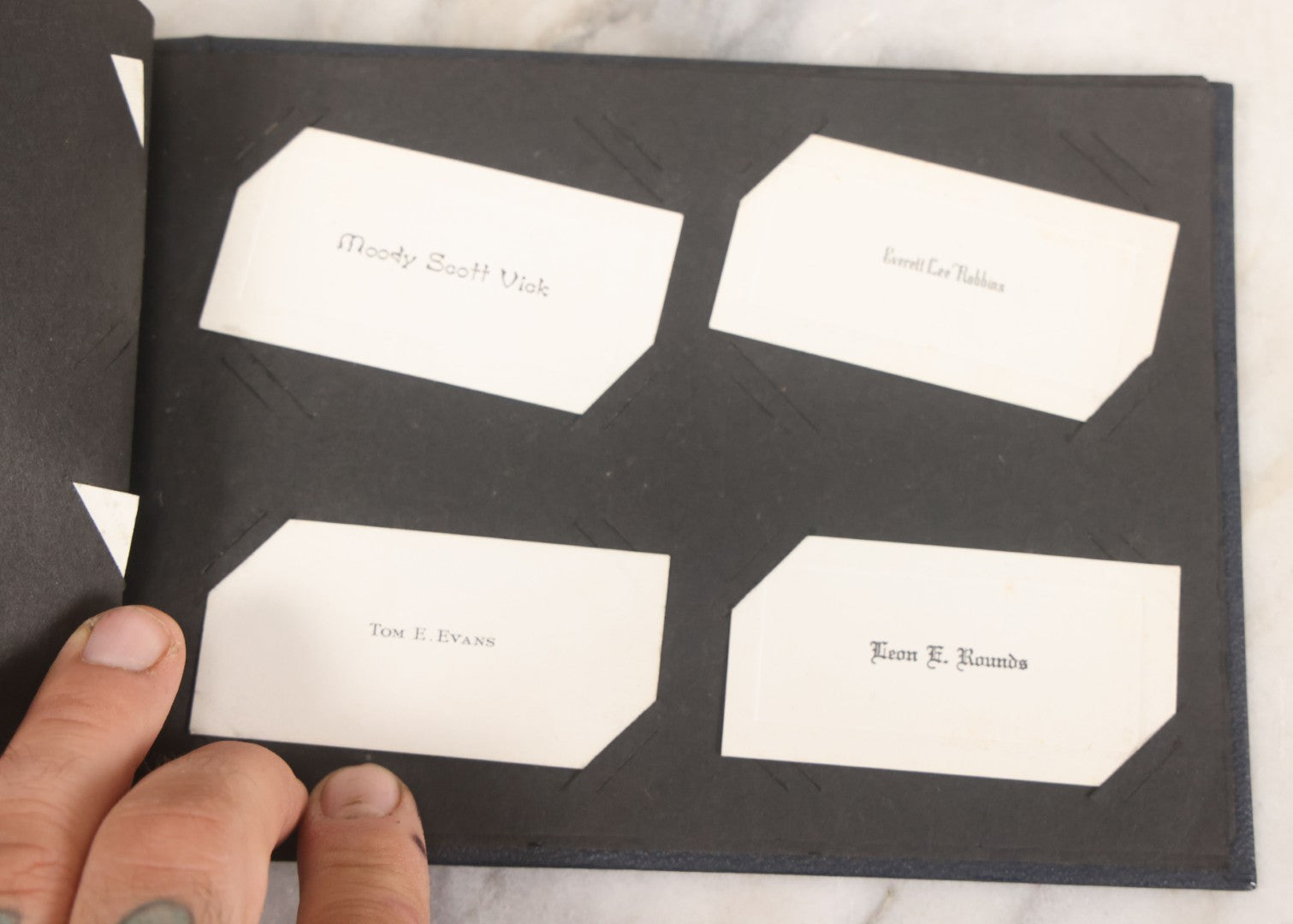 Lot 095 - Vintage Graduation Souvenir Calling Card Scrapbook Album "Personal Cards From My Classmates" With 43 Calling Cards With Student's Names