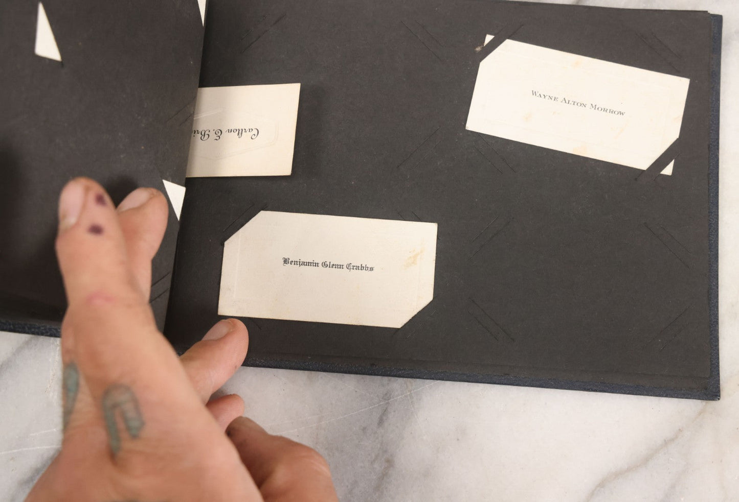 Lot 095 - Vintage Graduation Souvenir Calling Card Scrapbook Album "Personal Cards From My Classmates" With 43 Calling Cards With Student's Names