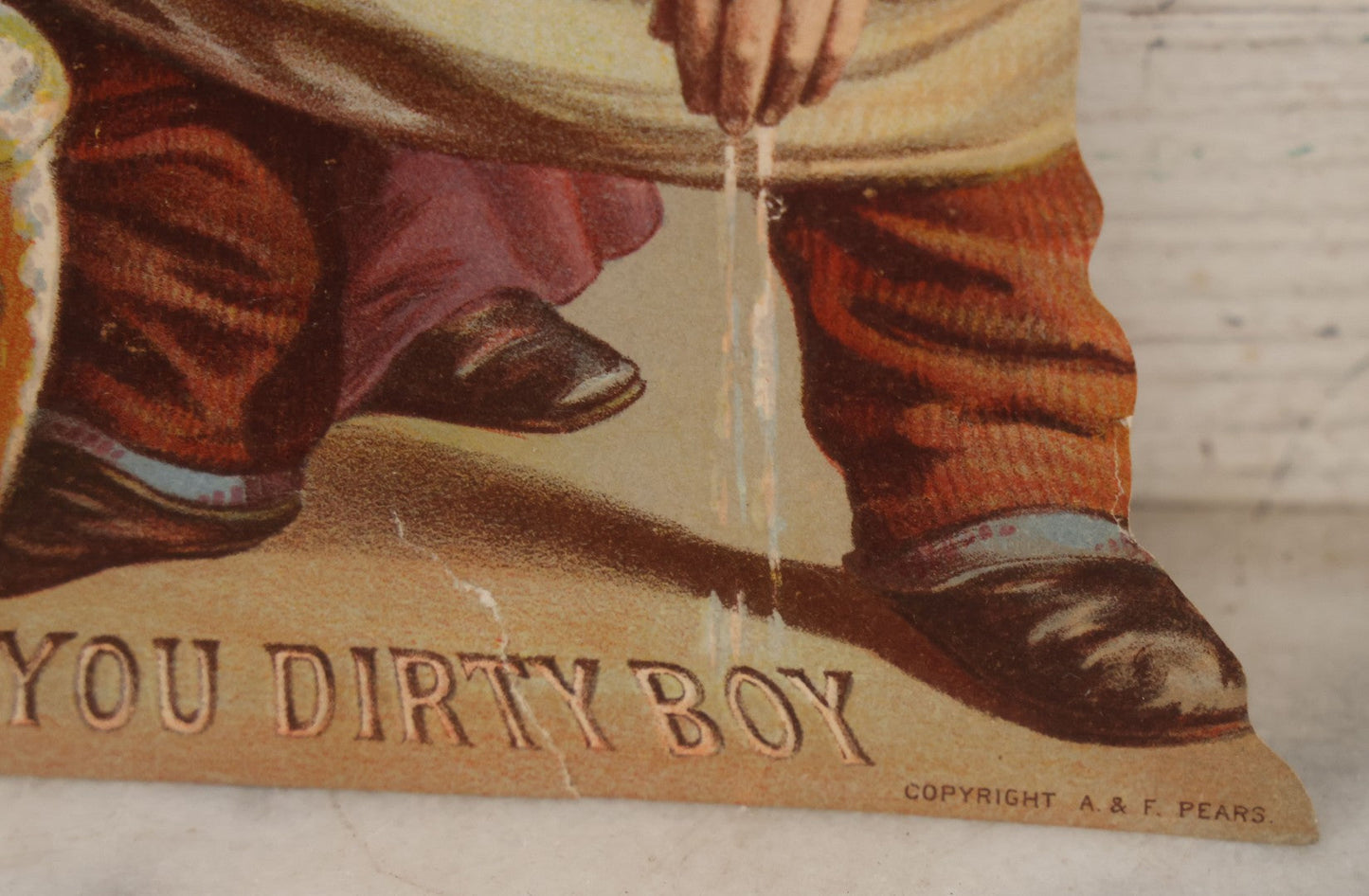 Lot 097 - Single Antique Lithograph Advertising Scrap For Pears' Soap, Featuring Old Woman Washing Child, "You Dirty Boy," Copyright A. & F. Pears