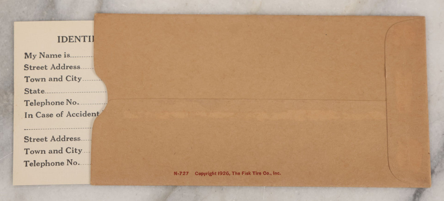 Lot 098 - Two Piece Vintage Ephemera Grouping Advertising The Fisk Tire Co., Inc., Including "The Fisk Winners" Blotter, Copyright 1928, And Foldered Gasoline Price Calculator, Copyright 1926