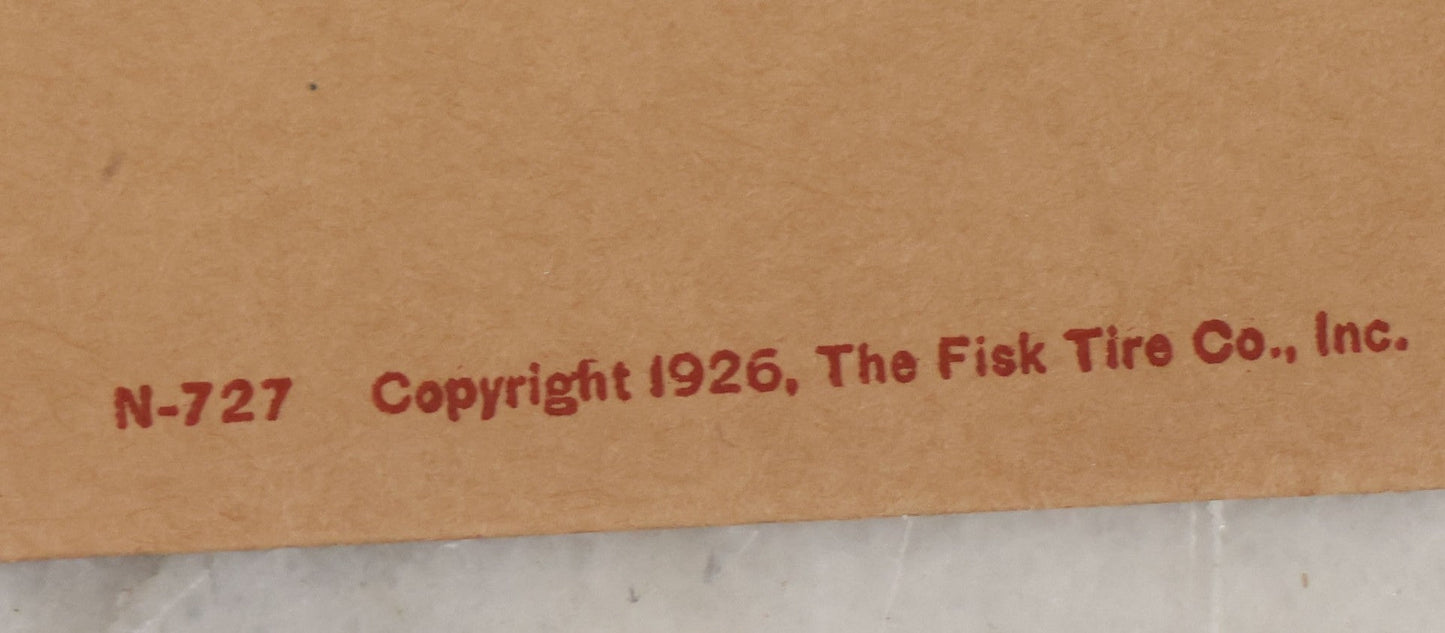 Lot 098 - Two Piece Vintage Ephemera Grouping Advertising The Fisk Tire Co., Inc., Including "The Fisk Winners" Blotter, Copyright 1928, And Foldered Gasoline Price Calculator, Copyright 1926